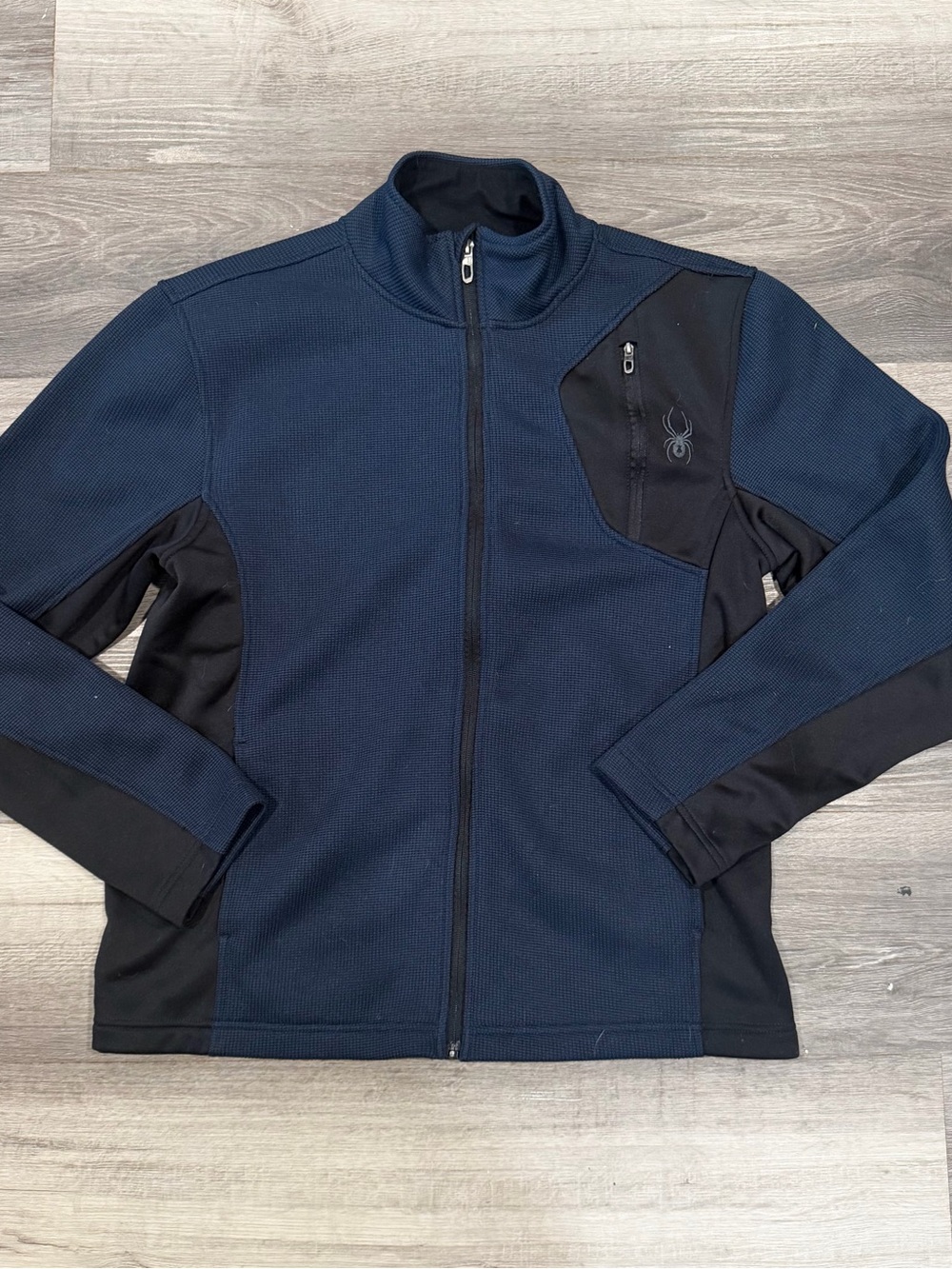 Spyder Men’s Navy Blue Raider Full Zip Long Sleeve Pocket Jacket Size Md